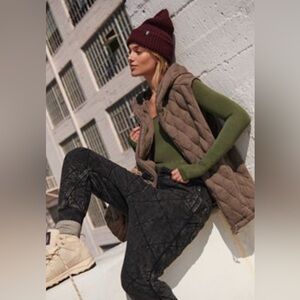 FP Movement Free People Dream Big Quilted Vest - Color: Charcoal Brown, Size: S